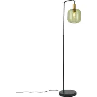 QAZQA Lampadaire Chic d'Hôtel Noir et Or avec Verre Vert - Zuzanna