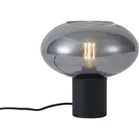 QAZQA Lampe de table design noire avec verre fumé - Umbrella