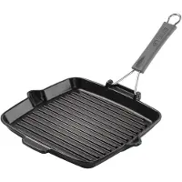 Staub Gril 1202123 Carré avec manche en silicone 24 x 24 cm Noir