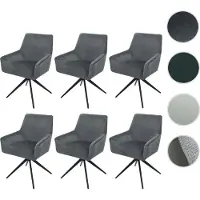 Mendler Lot de 6 chaises de salle à manger HWC-L91, chaise de cuisine accoudoir pivotant Auto-Position tissu/textile gris foncé