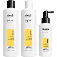 Nioxin System Kit 1 - Soins du cuir chevelu - Cheveux naturels légèrement affaiblis - Shampooing, après-shampooing & soin (300+300+150ml)
