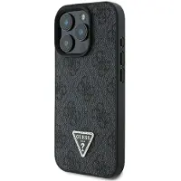 GUESS GUHCP16LP4TDPK iPhone 16 Pro 6.3" czarny/black hardcase cuir 4G Triangle Strass MagSafe (Apple iPhone 16 Pro), Coque pour téléphone portable, Noir
