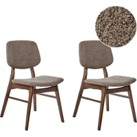 Beliani Lot de 2 chaises de salle à manger marron foncé taupe, structure en bois d'hévéa, dossier rembourré, sans accoudoirs, style rétro, cuisine, salle à manger