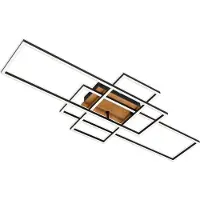 Briloner Plafonnier LEUCHTEN FRAME, 55W, 5500 lm, IP20, noir, métal-plastique-bois, intensité lumineuse variable, avec télécommande,CCT, 104x42x10,5cm