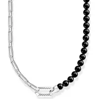Thomas Sabo Chaîne Onyx Beads, (Argent sterling 925, Noirci)