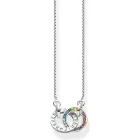 Thomas Sabo Collier Together avec deux anneaux de pierres colorées Argent noirci, (Argent 925, Argent 925)