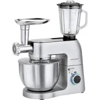 ProfiCook Profi Cook pétrin 3en1, mixeur et hachoir à viande en un PC-KM 1189, boîtier massif en aluminium moulé sous pression avec 1500 watts puissants, 8 vitesses, engrenage métallique professionnel, argenté