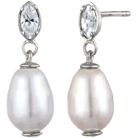 Elli Boucles d'oreilles argent / blanc perle