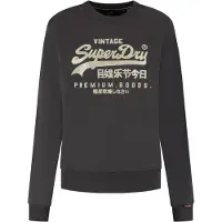 Superdry pour femme. W2012399A Sweatshirt Embellished Vintage Logo noir (S), Casuel, Coton