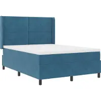 vidaXL Lit boxspring avec barres lumineuses LED bleu 160 x 200 cm velours
