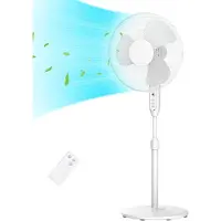 OEM Ventilateur mural 40 W avec télécommande - 3 vitesses - oscillation à 85° - réglage en hauteur de 110 à 130 cm - blanc