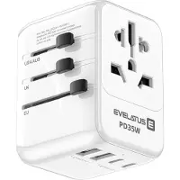 Evelatus Adaptateur 35W World Travel 1PD & 2Type-C & 2USB Charger