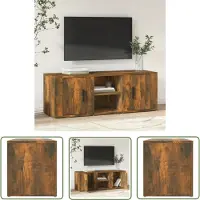 The Living Store Armoire TV chêne fumé 100x31,5x35 cm Matériau dérivé du bois
