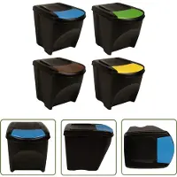 The Living Store Poubelles empilables, 4 pièces, anthracite, 100 l