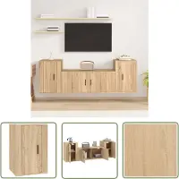 The Living Store Ensemble de 3 meubles TV Chêne Sonoma Matériau dérivé du bois