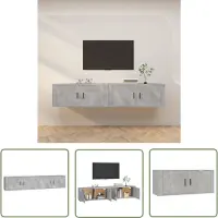 The Living Store Armoires TV murales 2 pcs. Gris béton 100x34,5x40 cm
