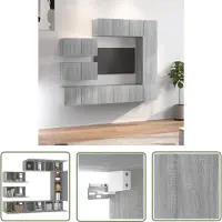 The Living Store Ensemble de 8 meubles TV Gris Sonoma Bois composite