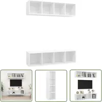 The Living Store Armoires TV murales 2 pcs. Blanc Bois composite