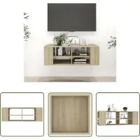 The Living Store Armoire TV murale Chêne Sonoma 102x35x35 cm Matériau dérivé du bois