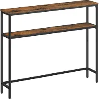 Vasagle Table console étroite, 2 étagères, 100 cm, table d'entrée vintage (100 x 20 x 80 cm)