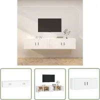 The Living Store Armoires TV murales 2 pcs. Blanc 100x34,5x40 cm