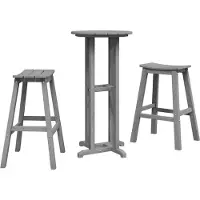 vidaXL Ensemble de bar de jardin 3 pcs gris clair HDPE