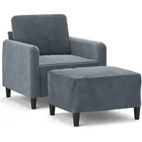 vidaXL Fauteuil avec pouf gris foncé 60 cm velours