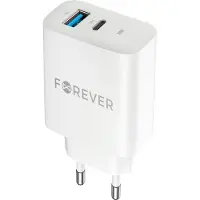 Forever TC-07-30AC PD QC chargeur 1x USB-C 1x USB 30W blanc