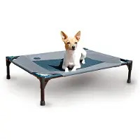 OEM Lit pour chien portable, grille gris moyen/noir, lavable, antidérapant