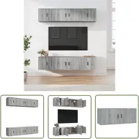 The Living Store Ensemble de 6 meubles TV Gris Sonoma Bois composite