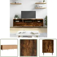 The Living Store Armoire TV chêne fumé 150x30x44,5 cm Matériau dérivé du bois