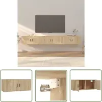 The Living Store Armoires TV murales 3 pièces chêne Sonoma 100x34,5x40 cm