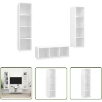 The Living Store Ensemble de 3 meubles TV blanc en bois composite