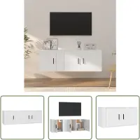 The Living Store Ensemble de 2 meubles TV blanc en bois composite