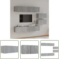 The Living Store Ensemble de 6 meubles TV Gris Sonoma Bois composite