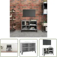 The Living Store Armoire TV avec pieds métalliques gris béton 69,5x30x50 cm