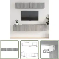 The Living Store Ensemble de 5 meubles TV Gris Sonoma Bois composite