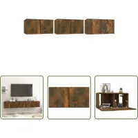 The Living Store Armoires TV murales 3 pcs. Chêne fumé 60x30x30 cm
