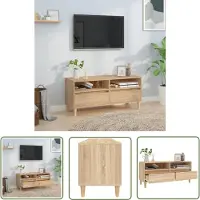 The Living Store Armoire TV Chêne Sonoma 100x34,5x44,5 cm Matériau dérivé du bois