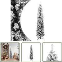 The Living Store Arbre de Noël artificiel élancé avec neige Vert 180 cm PVC