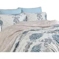 L'essentiel Maison , Adal- PRL6241, Bleu, couettes, 100% coton ranforce
