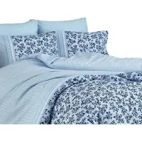 L'essentiel Maison , Adal- PRL6241, Bleu, couettes, 100% coton ranforce