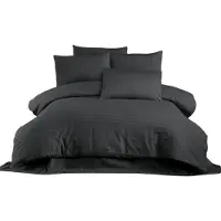 L'essentiel Maison , Lilyum - Anthracite, Ensemble housse de couette king size (FR), 70 % POLYESTER / 30 % COTON, Anthracite, 240 x 220 cm