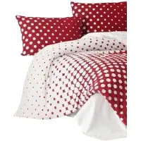 L'essentiel Maison , Puanline - Red, Ranforce King-Size-Bettbezug-Set (FR), 100 % BAUMWOLLE RANFORCE, Rot, 240 x 220 cm