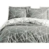 L'essentiel Maison , Metaverse, Ranforce Ensemble housse de couette king-size (FR), Gris, 100 % COTON RANFORCE, 240 x 220 cm