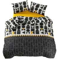 L'essentiel Maison , Etnik, Noir, Ranforce Ensemble housse de couette king-size (FR), 100 % COTON RANFORCE, 240 x 220 cm