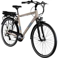 Zundapp Vélo électrique Z807 E, vélo de randonnée 28 pouces pour homme (155 à 185 cm), 7 vitesses, beige/vert