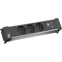 Bachmann POWER FRAME - Bâti de prises - entrée, entrée GST18i3 - prises de sortie : 3 (USB, 3 x French / UTE) - cordon de 20cm - noir (916.1227)