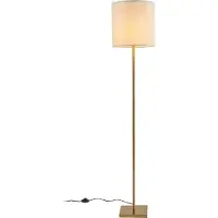 Lux.pro Lampadaire 'Fildholm' avec abat-jour en tissu et structure métallique 157 cm couleur laiton / aspect lin