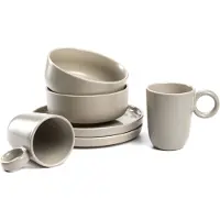 Leonardo Set de vaisselle ROMA, 6 pièces, Set de vaisselle, Assiette, Bol, Tasse, Beige, 026367